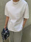 TRYESS-2024 NEW TRENDS MEN'S FASHION OUTFITS Men Cotton Drop Shoulder Plain T Shirt