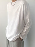 TRYESS-2024 NEW TRENDS MEN'S FASHION OUTFITS Men Cotton Solid Drop Shoulder White Long Sleeve Shirt