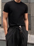 TRYESS-2024 NEW TRENDS MEN'S FASHION OUTFITS Men Cotton Solid Round Neck Tee