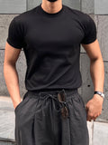 TRYESS-2024 NEW TRENDS MEN'S FASHION OUTFITS Men Cotton Solid Round Neck Tee