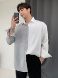 TRYESS-2024 NEW TRENDS MEN'S FASHION OUTFITS Men Cotton Striped Print Drop Shoulder Shirt