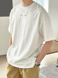 TRYESS-2024 NEW TRENDS MEN'S FASHION OUTFITS Men Cotton Patched Detail Drop Shoulder Tee