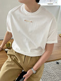 TRYESS-2024 NEW TRENDS MEN'S FASHION OUTFITS Men Cotton Patched Detail Drop Shoulder Tee