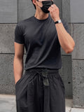 TRYESS-2024 NEW TRENDS MEN'S FASHION OUTFITS Men Cotton Solid Round Neck Plain T Shirt