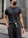 TRYESS-2024 NEW TRENDS MEN'S FASHION OUTFITS Men Cotton Solid Round Neck Plain T Shirt