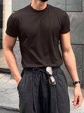 TRYESS-2024 NEW TRENDS MEN'S FASHION OUTFITS Men Cotton Solid Round Neck Tee