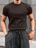 TRYESS-2024 NEW TRENDS MEN'S FASHION OUTFITS Men Cotton Solid Round Neck Tee