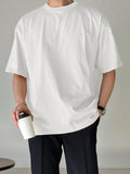 TRYESS-2024 NEW TRENDS MEN'S FASHION OUTFITS Men Cotton Solid Drop Shoulder Plain T Shirt