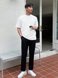 TRYESS-2024 NEW TRENDS MEN'S FASHION OUTFITS Men Solid Round Neck Tee