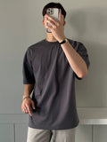 TRYESS-2024 NEW TRENDS MEN'S FASHION OUTFITS Men Cotton Solid Drop Shoulder Tee