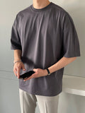 TRYESS-2024 NEW TRENDS MEN'S FASHION OUTFITS Men Cotton Solid Drop Shoulder Tee