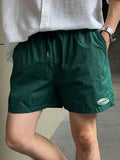 TRYESS-2024 MEN'S CASUAL OUTFITS Men Letter Patched Detail Drawstring Waist Shorts