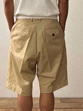 TRYESS-2024 MEN'S CASUAL OUTFITS Men's Summer Solid Color Pleated Shorts