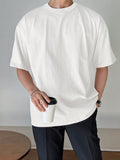 TRYESS-2024 NEW TRENDS MEN'S FASHION OUTFITS Men Cotton Solid Drop Shoulder Plain T Shirt