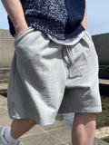 TRYESS-2024 MEN'S CASUAL OUTFITS Men Summer Solid Color Drawstring Baggy Shorts With Pockets