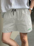 TRYESS-2024 MEN'S CASUAL OUTFITS Men's Loose Fit Casual Shorts With Drawstring Waist, Letter Print And Pockets