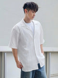 TRYESS-2024 NEW TRENDS MEN'S FASHION OUTFITS Men's Summer Short Sleeve Casual Solid Color Shirt With Contrasting Collar