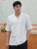 TRYESS-2024 NEW TRENDS MEN'S FASHION OUTFITS Men's Summer Short Sleeve Casual Solid Color Shirt With Contrasting Collar