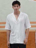 TRYESS-2024 NEW TRENDS MEN'S FASHION OUTFITS Men's Summer Short Sleeve Casual Solid Color Shirt With Contrasting Collar