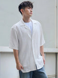 TRYESS-2024 NEW TRENDS MEN'S FASHION OUTFITS Men's Summer Short Sleeve Casual Solid Color Shirt With Contrasting Collar