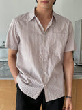 TRYESS-2024 NEW TRENDS MEN'S FASHION OUTFITS Men's Summer Casual Short Sleeve Striped Shirt