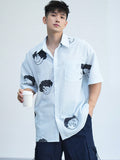 TRYESS-2024 NEW TRENDS MEN'S FASHION OUTFITS Men Figure Graphic Striped Drop Shoulder Shirt For Summer