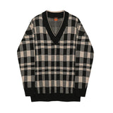 Tryess-TRY No. 1142 PLAID V-NECK SWEATER