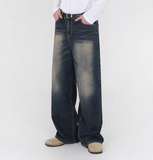 TRYESS- TRY10958 WASHED BLUE DENIM RELAX STRAIGHT JEANS