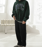 Tryess- TRY11065 NYC EMBROIDERED LETTERED PULLOVER HOODIE