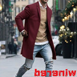 winter outfits men Autumn and Winter Color Simple Men's Mid-Length Woolen Coat Slim Fit plus Size Trench Coat