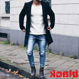 winter outfits men Autumn and Winter Color Simple Men's Mid-Length Woolen Coat Slim Fit plus Size Trench Coat