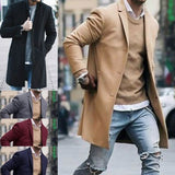 winter outfits men Autumn and Winter Color Simple Men's Mid-Length Woolen Coat Slim Fit plus Size Trench Coat