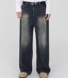 TRYESS- TRY10958 WASHED BLUE DENIM RELAX STRAIGHT JEANS