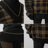 Tryess-TRY No. 1142 PLAID V-NECK SWEATER