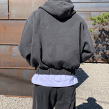 Tryess-TRY No. 6399 CHARCOAL GRAY ZIP-UP HOODIE & SWEATPANTS