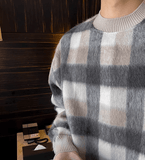 Tryess-TRY No. 10175 KNIT PLAID CREWNECK SWEATER