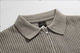 Tryess-TRY No. 6151 KNITTED HALF ZIP-UP COLLAR SWEATER