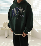 Tryess- TRY11065 NYC EMBROIDERED LETTERED PULLOVER HOODIE