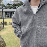 Tryess-TRY No. 3348 HALF ZIP-UP FLEECE HOODIE