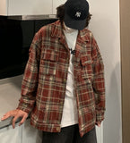 TRYESS-MEN'S AUTUMN WINTER CASUAL OUTFITS TRY. 5328 RED PLAID SHIRT JK