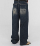 TRYESS- TRY10958 WASHED BLUE DENIM RELAX STRAIGHT JEANS