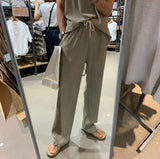 Tryess-TRY No. 4492 PLEATED SLEEVELESS SHITryess-TRY & WIDE DRAWSTRING PANTS