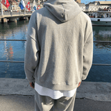 Tryess-TRY No. 3135 GRAY KNITTED HOODIE AND WIDE SWEATPANTS (TOP & BOTTOM)