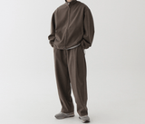 Tryess-TRY No. 4453 ZIP-UP COLLAR JK & WIDE SWEATPANTS