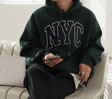 Tryess- TRY11065 NYC EMBROIDERED LETTERED PULLOVER HOODIE