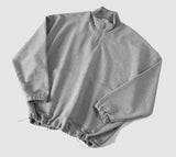 Tryess-TRY No. 4460 GRAY STAND COLLAR HALF ZIP-UP SWEATER