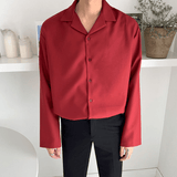 Tryess- TRY2161 LOOSE V-NECK COLLAR SHIRT