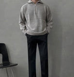 Tryess-TRY No. 5555 KNITTED HALF TUTryess-TRYLENECK COLLAR HALF ZIP-UP SWEATER