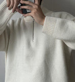 Tryess-TRY No. 5555 KNITTED HALF TUTryess-TRYLENECK COLLAR HALF ZIP-UP SWEATER