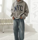 Tryess- TRY11065 NYC EMBROIDERED LETTERED PULLOVER HOODIE